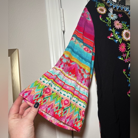 John Mark Embroidered Print Top Floral Multi Size L - Picture 6 of 9